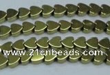 CHE1000 15.5 inches 6*6mm heart plated hematite beads wholesale