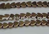 CHE1001 15.5 inches 6*6mm heart plated hematite beads wholesale