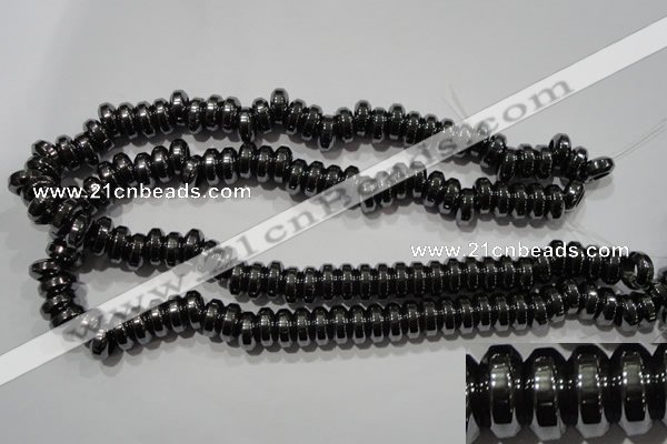 CHE111 15.5 inches 5*12mm rondelle large hole hematite beads