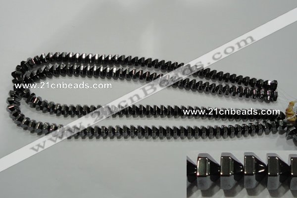 CHE135 15.5 inches 5*8mm pyramid hematite beads wholesale