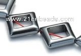 CHE14 16 inches 18*18mm hollow rhombic hematite beads Wholesale CHE14 16 inches 18*18mm hollow rhombic hematite beads Wholesale