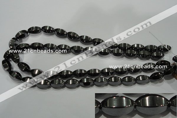 CHE142 15.5 inches 10*16mm faceted rice hematite beads wholesale