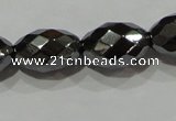 CHE145 15.5 inches 8*12mm faceted rice hematite beads wholesale