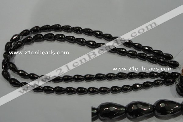 CHE155 15.5 inches 8*12mm faceted teardrop hematite beads