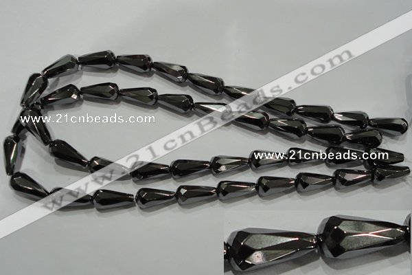 CHE156 15.5 inches 10*20mm faceted teardrop hematite beads