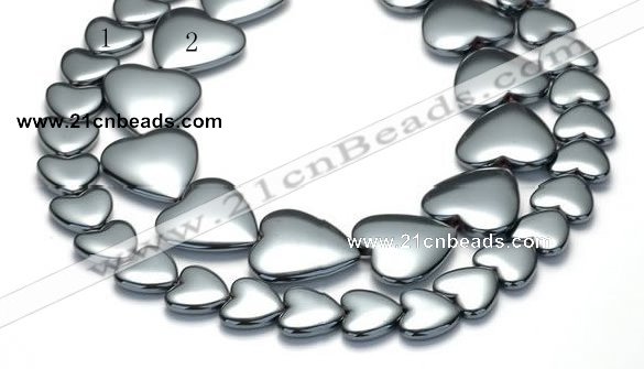 CHE16 16 inches 16mm & 25mm heart shape hematite beads Wholesale