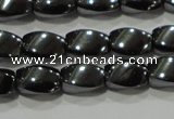 CHE160 15.5 inches 5*8mm twisted rice hematite beads