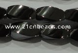 CHE161 15.5 inches 6*12mm twisted rice hematite beads