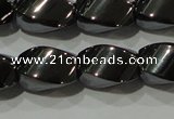 CHE163 15.5 inches 8*12mm twisted rice hematite beads