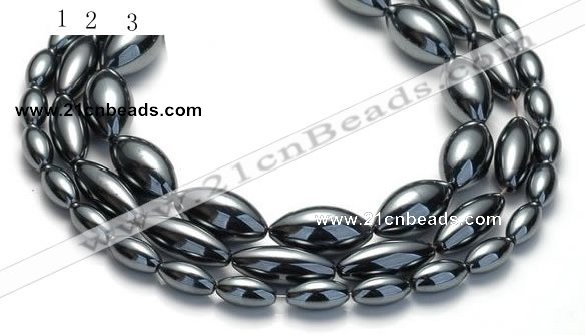 CHE20 16 inches 6*12mm & 8*20mm & 10*20mm rice hematite beads