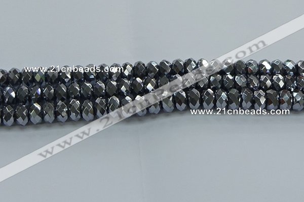 CHE2003 15.5 inches 6*10mm faceted rondelle hematite beads