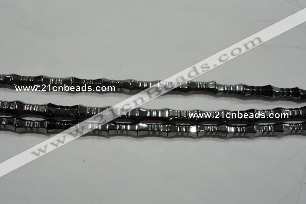 CHE208 15.5 inches 6*12mm bamboo hematite beads wholesale