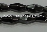 CHE220 15.5 inches 6*12mm faceted rice hematite beads wholesale