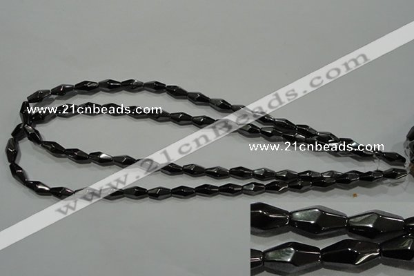 CHE220 15.5 inches 6*12mm faceted rice hematite beads wholesale