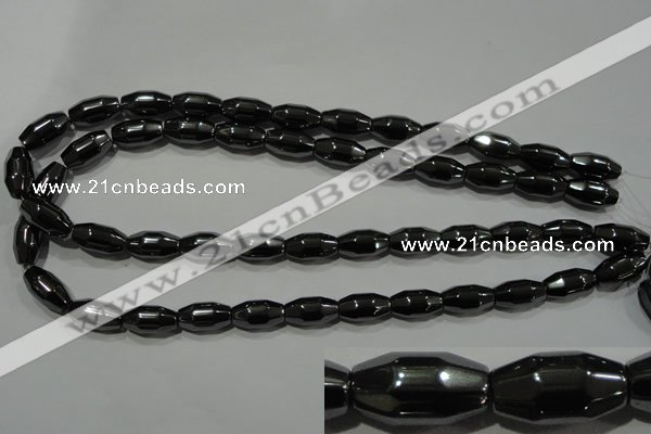 CHE227 15.5 inches 8*16mm faceted rice hematite beads wholesale