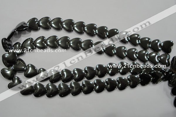 CHE260 15.5 inches 16*16mm heart hematite beads wholesale