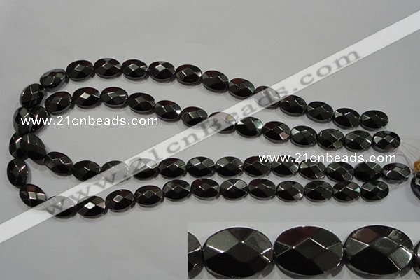 CHE281 15.5 inches 10*14mm faceted oval hematite beads wholesale