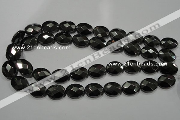 CHE284 15.5 inches 13*18mm faceted oval hematite beads wholesale