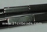 CHE290 15.5 inches 6*16mm rectangle double drilled hematite beads wholesale