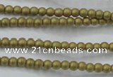 CHE419 15.5 inches 2mm round matte plated hematite beads wholesale