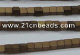 CHE441 15.5 inches 3*3mm cube matte plated hematite beads wholesale