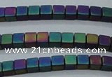 CHE445 15.5 inches 3*3mm cube matte plated hematite beads wholesale