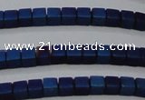 CHE446 15.5 inches 3*3mm cube matte plated hematite beads wholesale