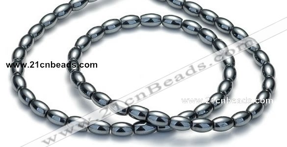 CHE51 15.5  inches 5*8mm rice shape hematite beads Wholesale