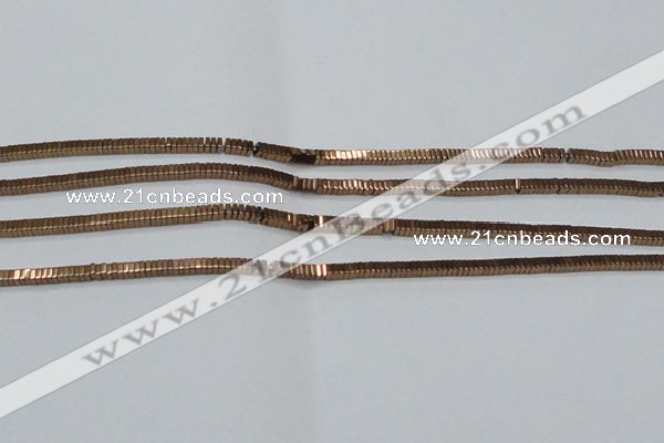 CHE561 15.5 inches 1*2*2mm square plated hematite beads wholesale