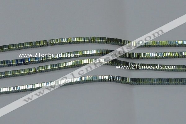 CHE572 15.5 inches 1*3*3mm square plated hematite beads wholesale