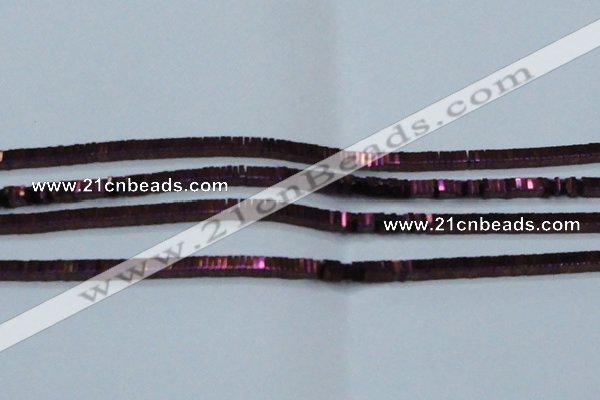 CHE573 15.5 inches 1*3*3mm square plated hematite beads wholesale