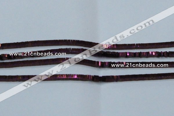 CHE573 15.5 inches 1*3*3mm square plated hematite beads wholesale