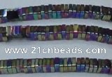 CHE575 15.5 inches 1*3*3mm square plated hematite beads wholesale
