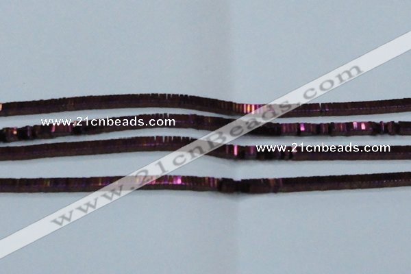 CHE583 15.5 inches 1*4*4mm square plated hematite beads wholesale