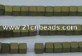 CHE611 15.5 inches 2*2mm cube matte plated hematite beads wholesale