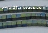 CHE612 15.5 inches 2*2mm cube matte plated hematite beads wholesale