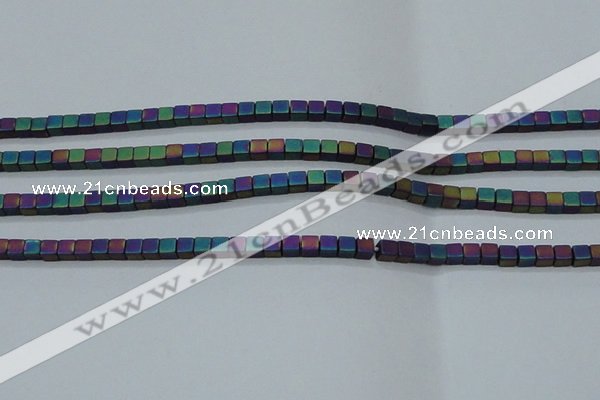 CHE613 15.5 inches 2*2mm cube matte plated hematite beads wholesale