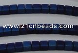 CHE614 15.5 inches 2*2mm cube matte plated hematite beads wholesale