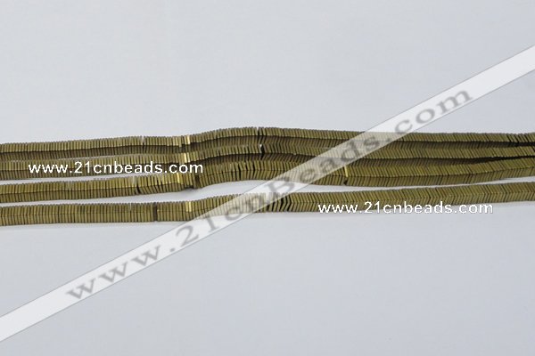 CHE619 15.5 inches 1*2*2mm square matte plated hematite beads