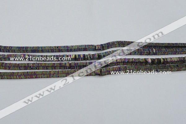 CHE623 15.5 inches 1*2*2mm square matte plated hematite beads