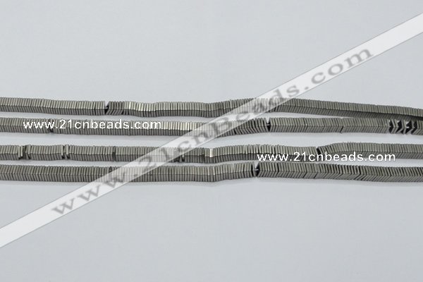 CHE625 15.5 inches 1*3*3mm square matte plated hematite beads