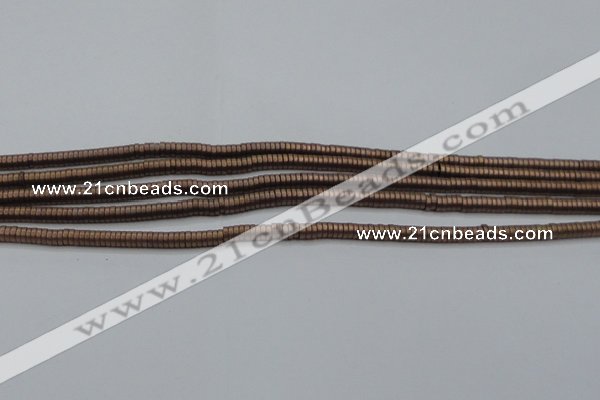 CHE672 15.5 inches 1*2mm tyre matte plated hematite beads