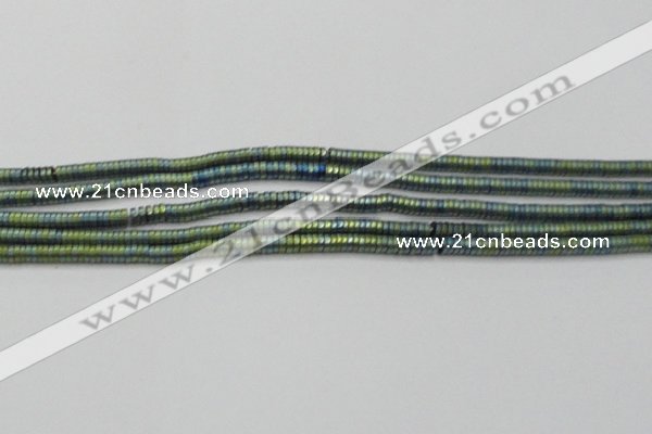 CHE673 15.5 inches 1*2mm tyre matte plated hematite beads