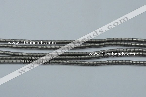 CHE675 15.5 inches 1*3mm tyre matte plated hematite beads