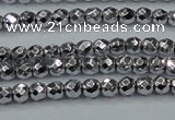 CHE690 15.5 inches 2mm faceted round plated hematite beads