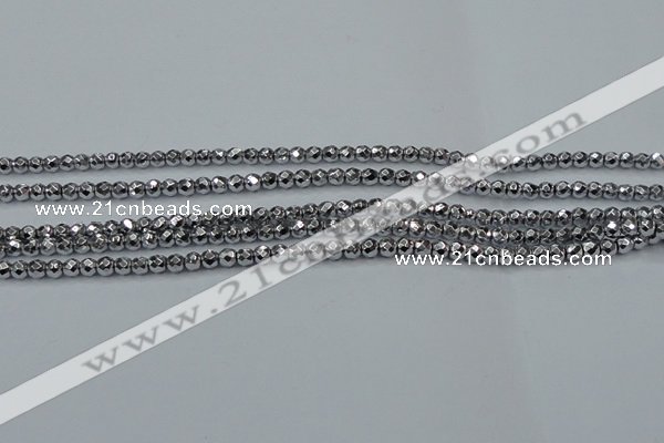 CHE690 15.5 inches 2mm faceted round plated hematite beads