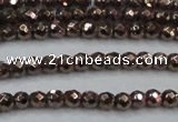 CHE691 15.5 inches 2mm faceted round plated hematite beads