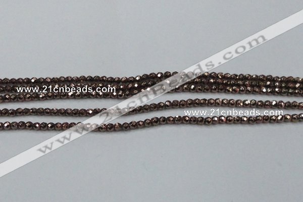 CHE691 15.5 inches 2mm faceted round plated hematite beads