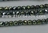 CHE693 15.5 inches 2mm faceted round plated hematite beads