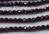 CHE694 15.5 inches 2mm faceted round plated hematite beads